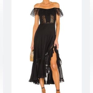 Charo Ruiz Black Off-Shoulder Lace Dress